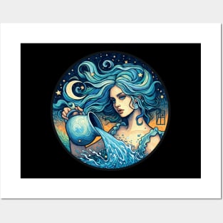 ZODIAC Aquarius - Astrological AQUARIUS - AQUARIUS - ZODIAC sign - Van Gogh style - 13 Posters and Art